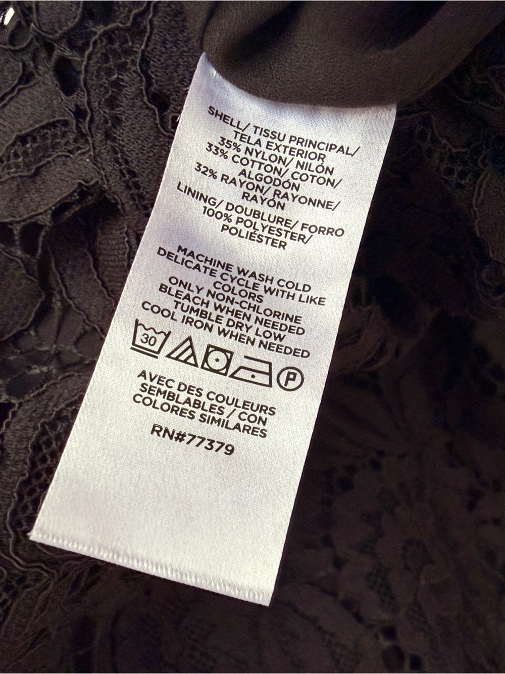 Ann Taylor Factory Black Floral Lace Overlay Blouse Sheer Sleeves XL Elegant Top - Picture 7 of 9